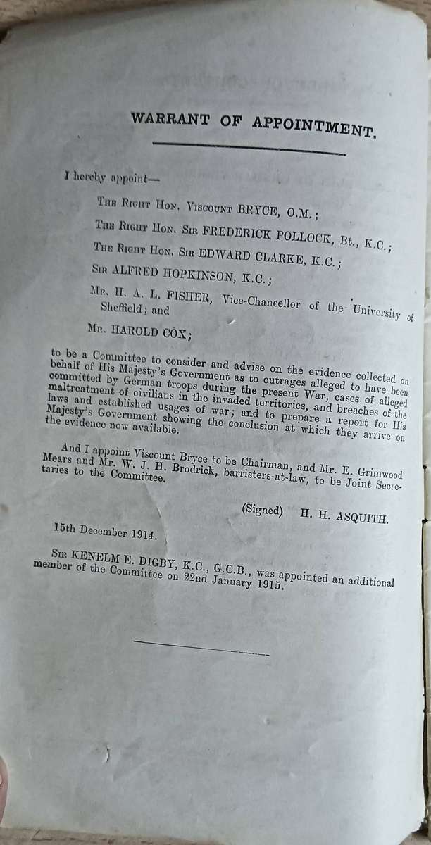 Report of the committee of Alleged German Outrages Appointed by His Majesty's Government