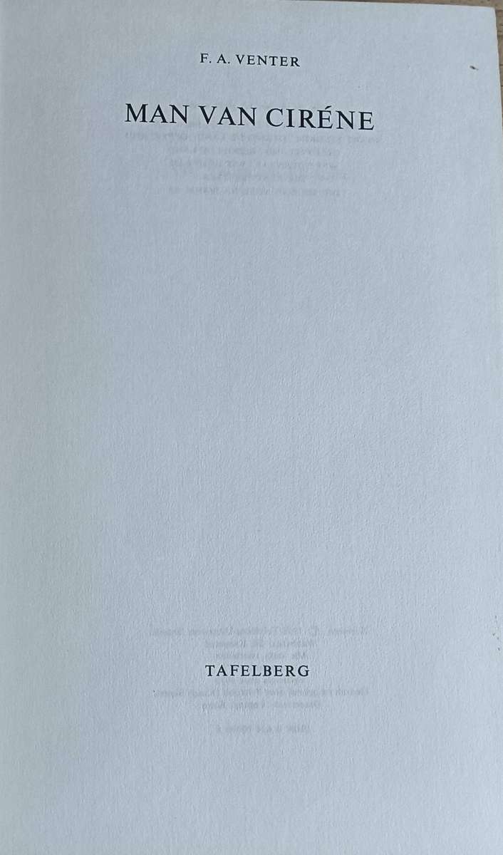 Die Man van Cirene - F.A. Venter - Hardcover - 358 pages