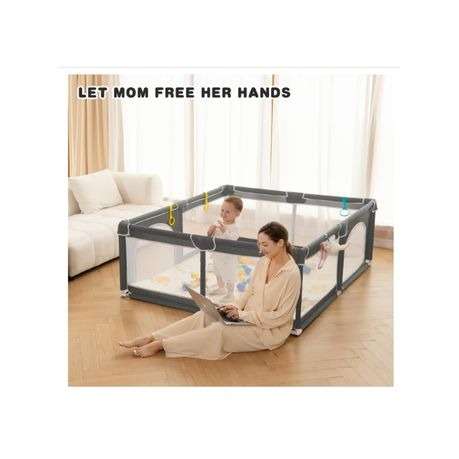 Baby Playpen with Mat Fence Indoor & Outdoor Kids Activity Play Centre - Grey