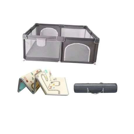 Baby Playpen with Mat Fence Indoor & Outdoor Kids Activity Play Centre - Grey