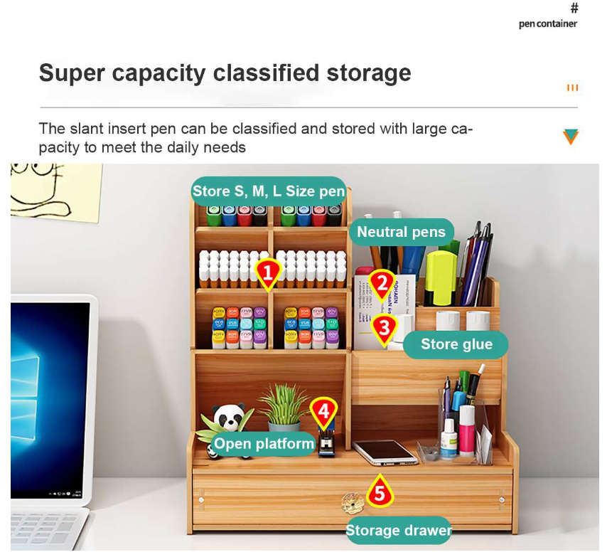 DIY Desk Organizer with Compartment Drawer Desktop Stationery Organizer