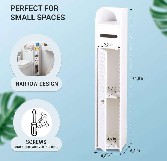 Slim White Bathroom Organizer