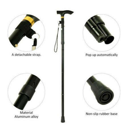 Walking Stick Foldable - Black