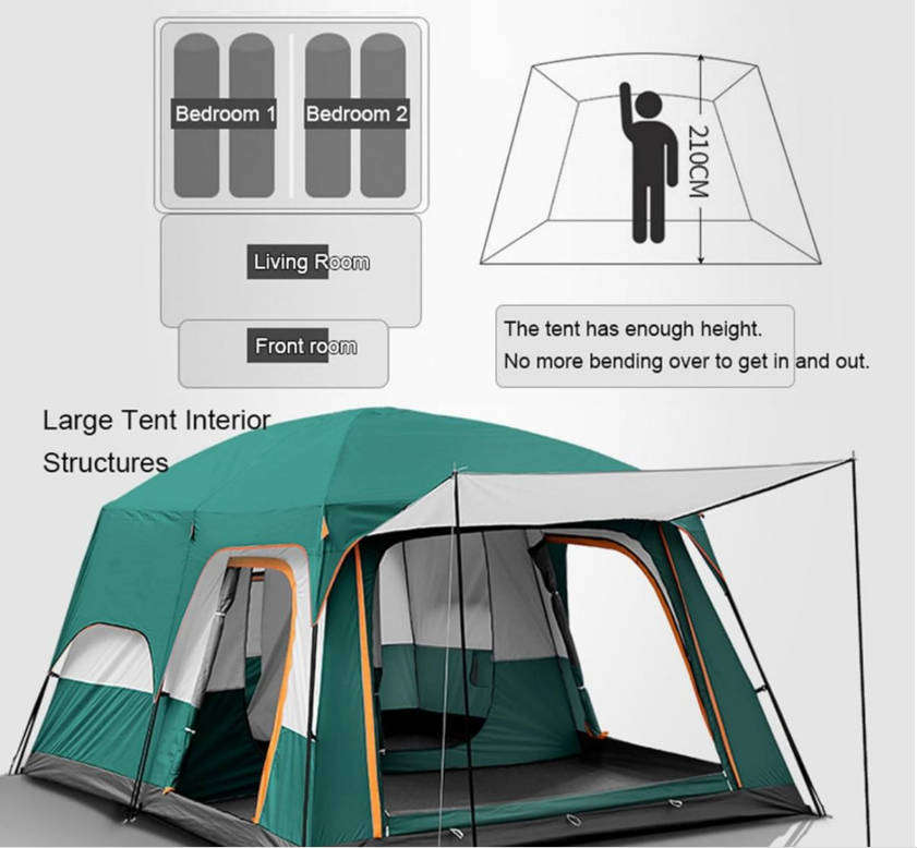 Large family outdoor camping tent - 2 room