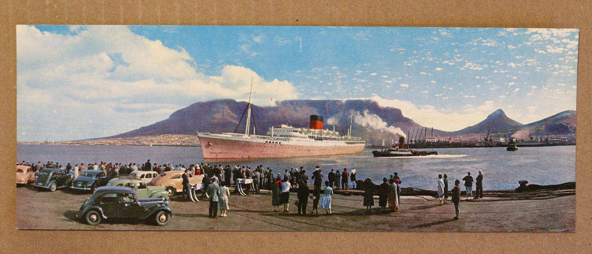 Vintage Union Castle Liner in Cape Town Postcard