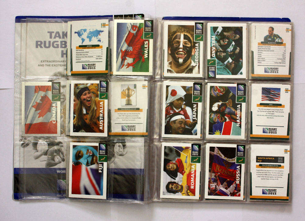 Rugby World Cup Collection album with approx 98 cards