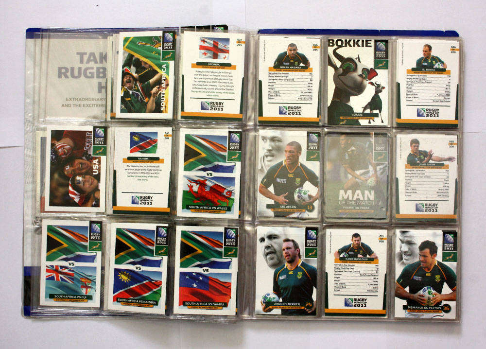 Rugby World Cup Collection album with approx 98 cards