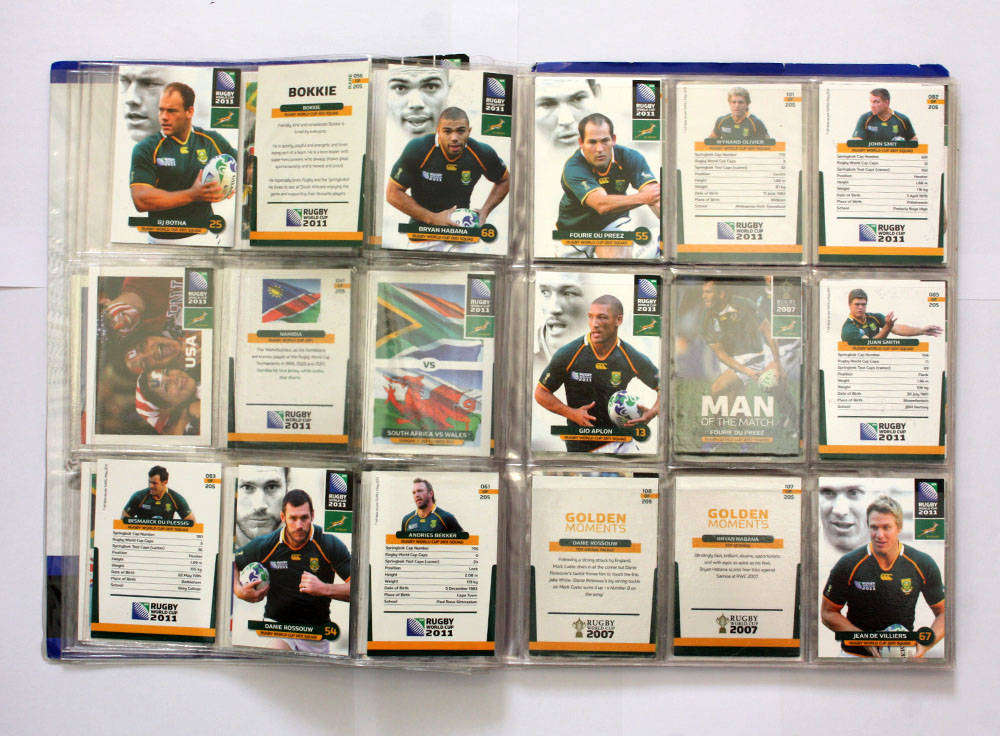 Rugby World Cup Collection album with approx 98 cards