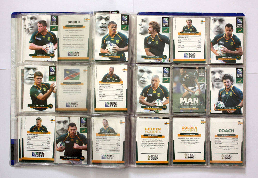 Rugby World Cup Collection album with approx 98 cards