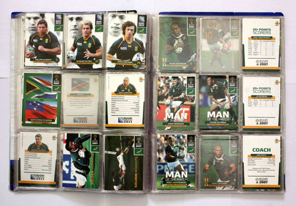 Rugby World Cup Collection album with approx 98 cards