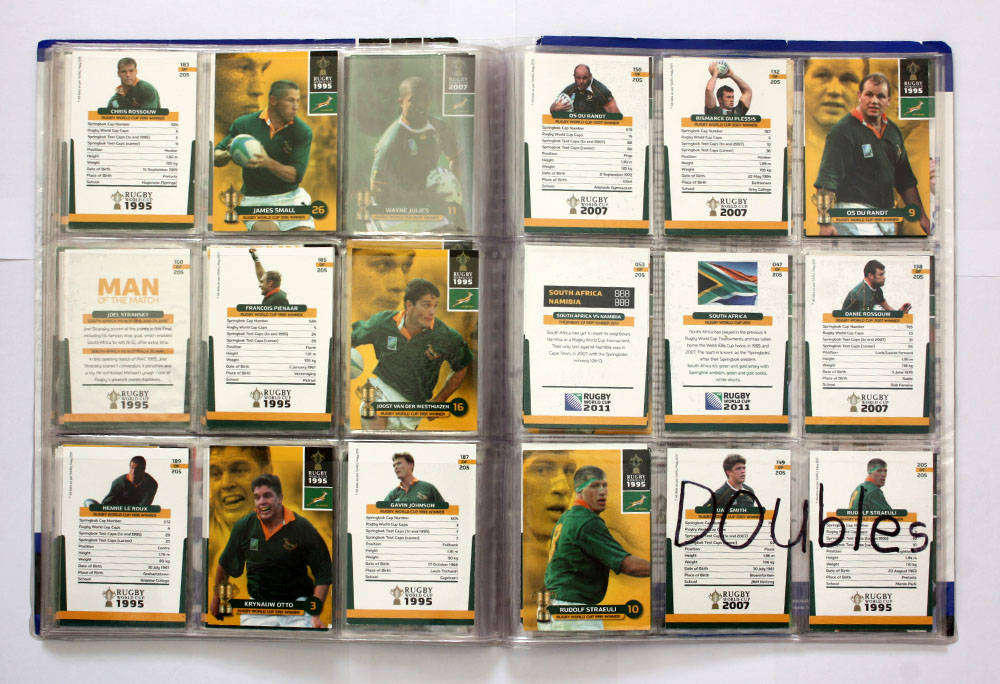 Rugby World Cup Collection album with approx 98 cards
