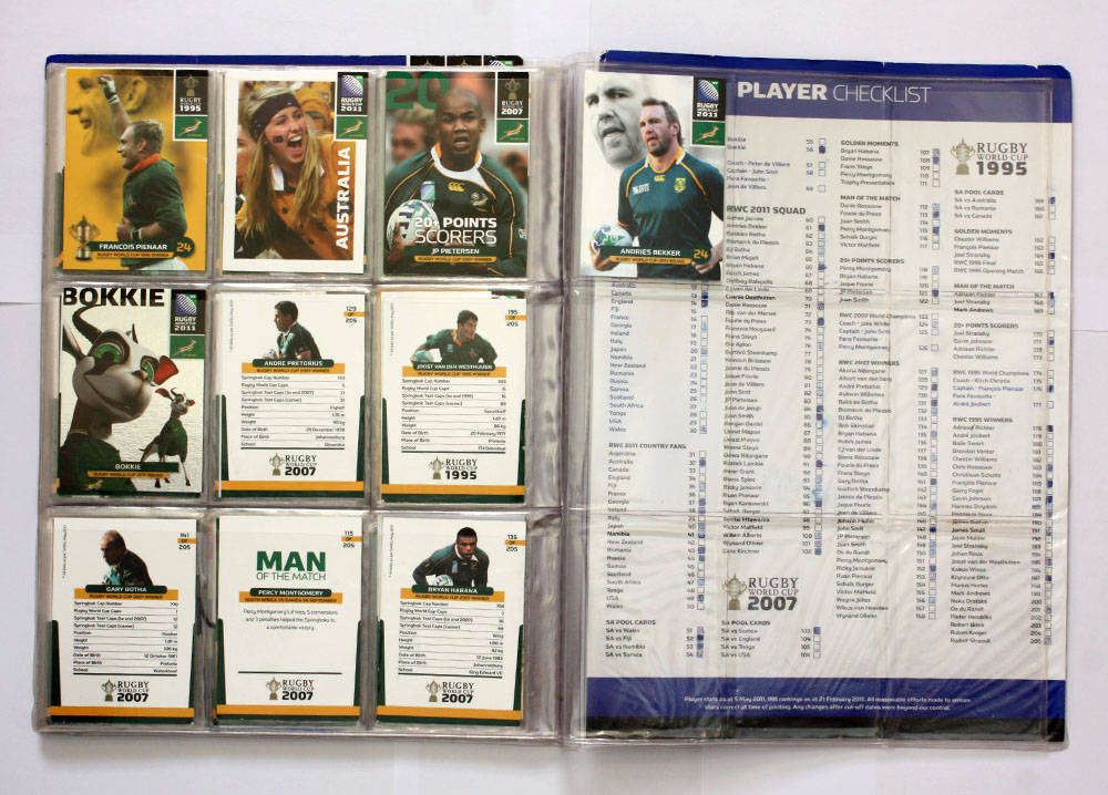 Rugby World Cup Collection album with approx 98 cards