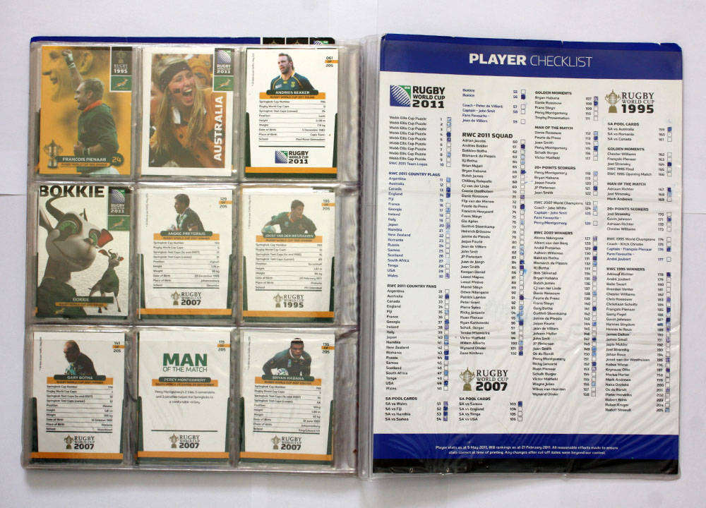 Rugby World Cup Collection album with approx 98 cards