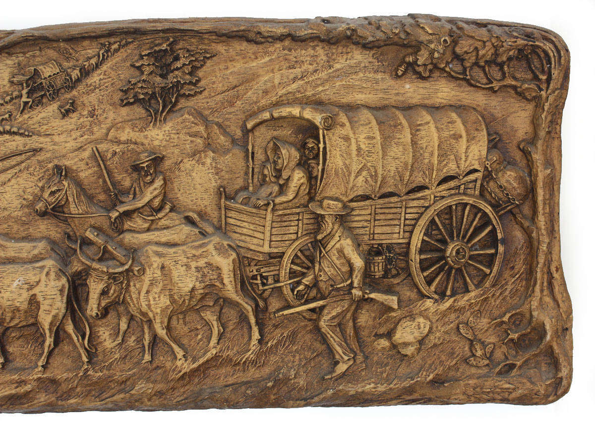 Groot Trek - Vintage Syroco wood plaque commemorating the Groot Trek Eeufees (Centenary) of 1938.