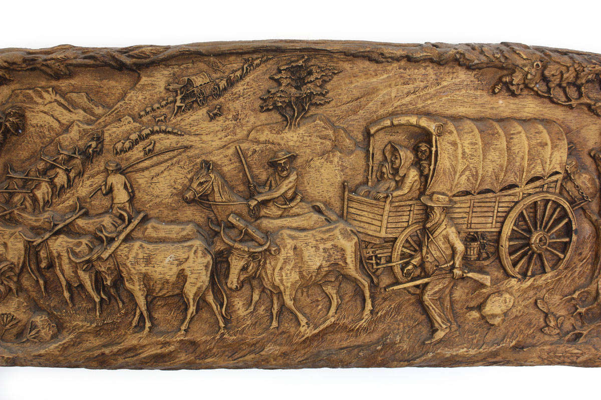 Groot Trek - Vintage Syroco wood plaque commemorating the Groot Trek Eeufees (Centenary) of 1938.