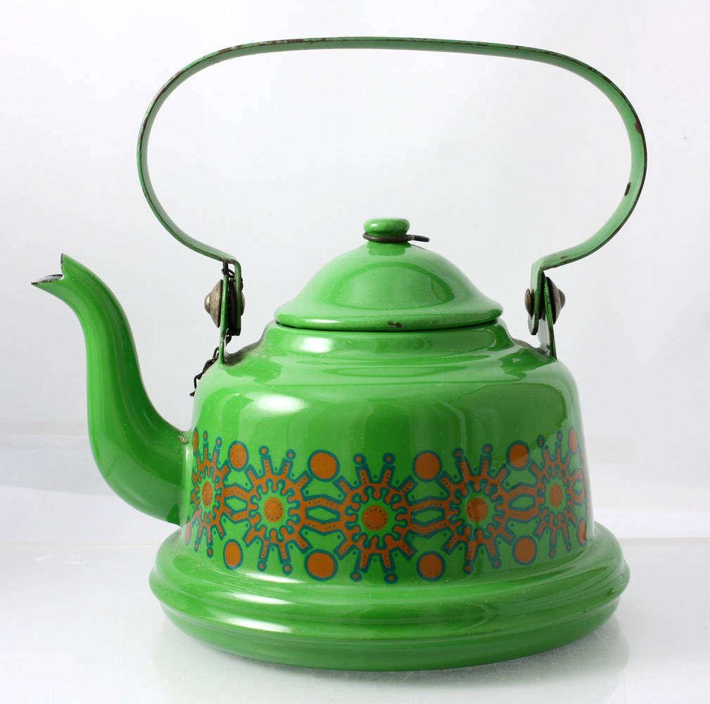 Vintage Decorative Enamel Tea Kettle
