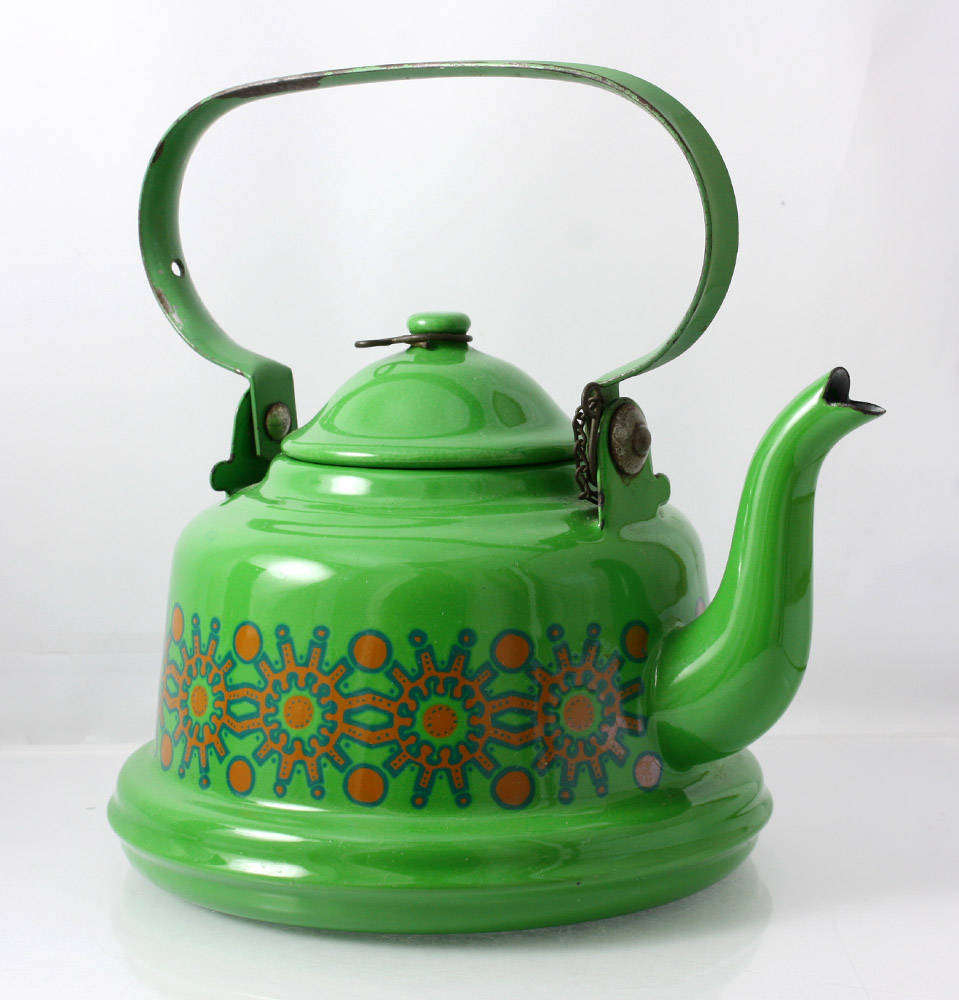 Vintage Decorative Enamel Tea Kettle