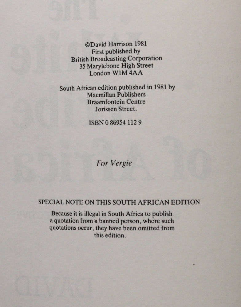 White Tribe in Africa by David Harrison - South African 1st Edition