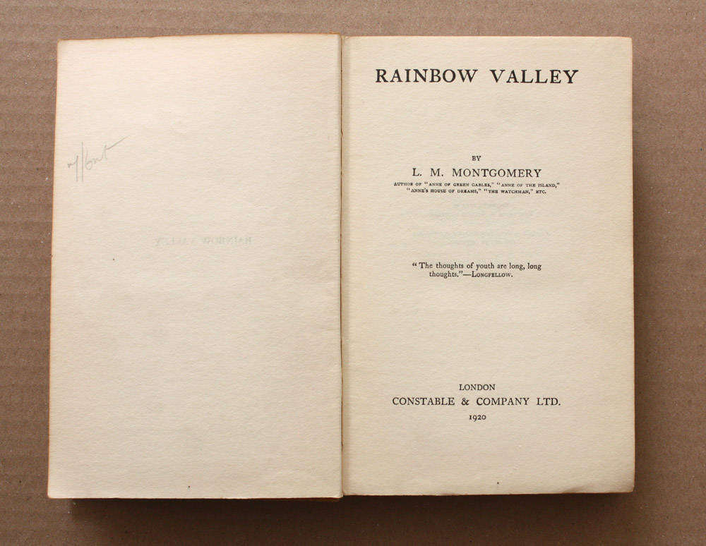 Rainbow Valley by L. M. Montgomery - Printed 1920 1st British Edition
