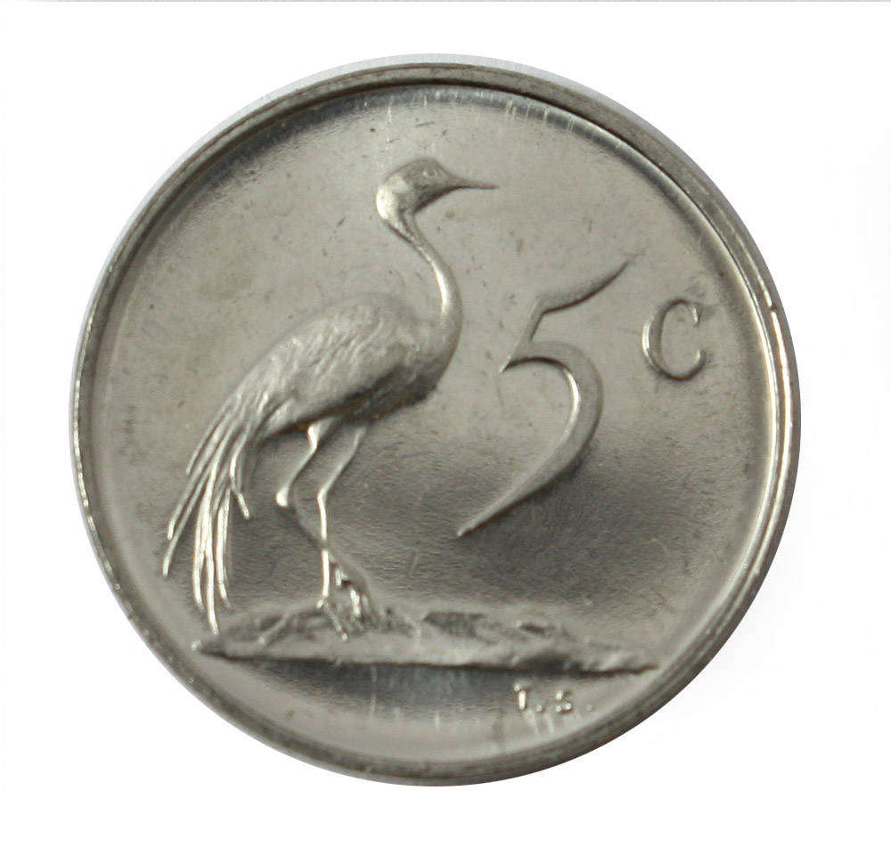 1975 South Africa 5c UNC nickel