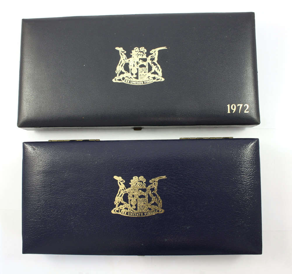 South African Mint Empty Short Proof Set Boxes - 1972 and 1992