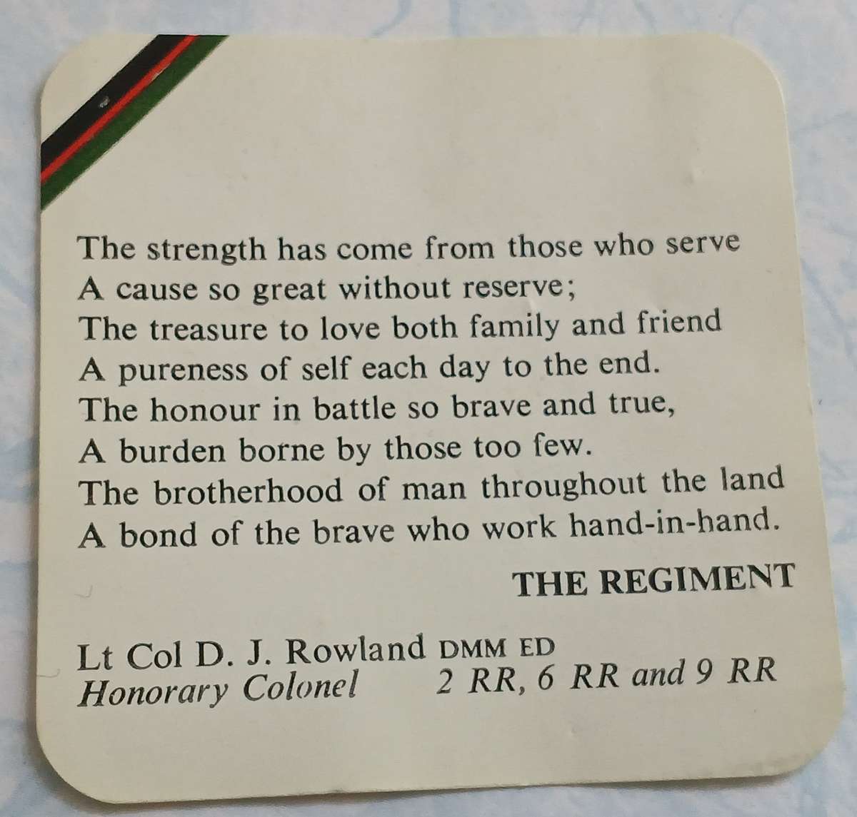 The Rhodesia Regiment Cufflinks - inscribed