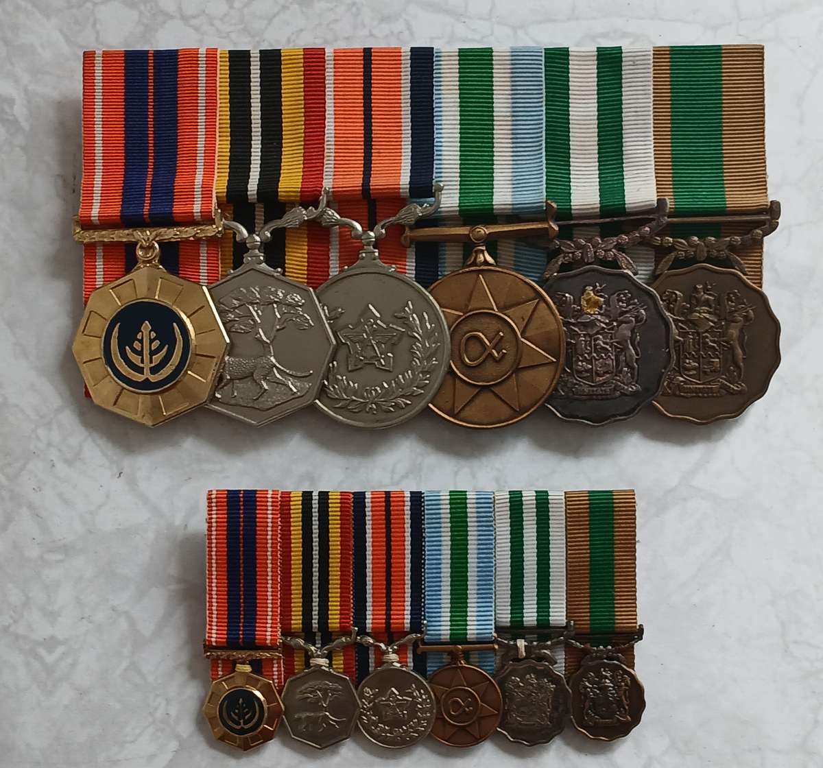 SADF Era Medal Group Full Size & Miniature Sets - Mounted