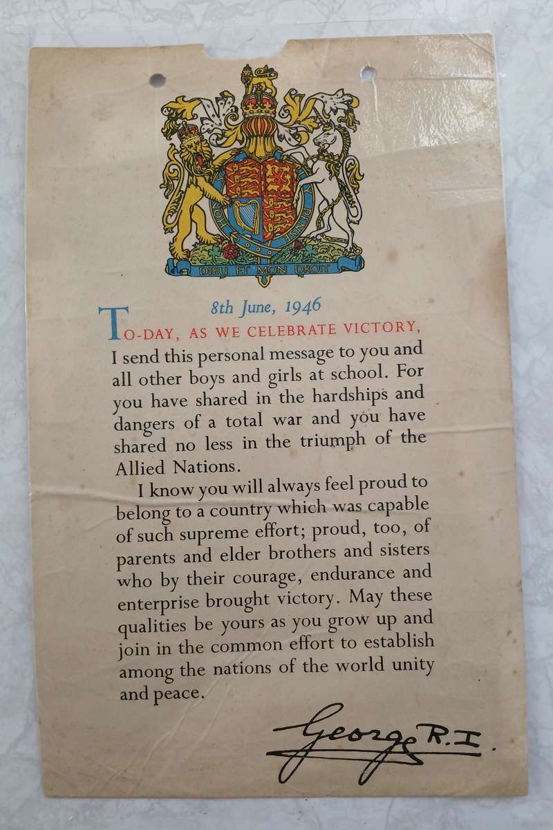 WW2 George VI Message to School Children 1946