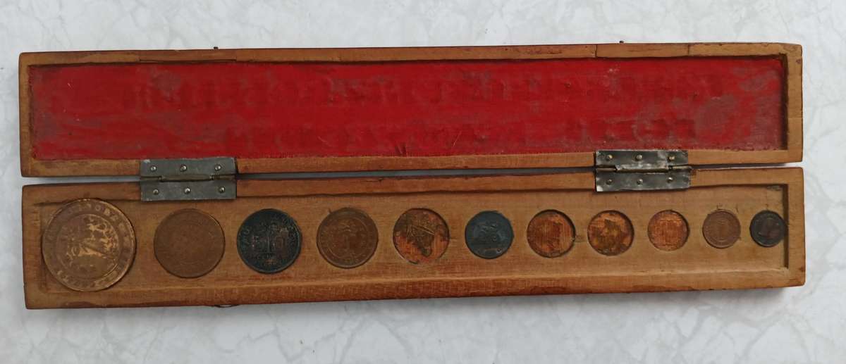 Boer War POW Handcraft - Box with Coins - Ceylon