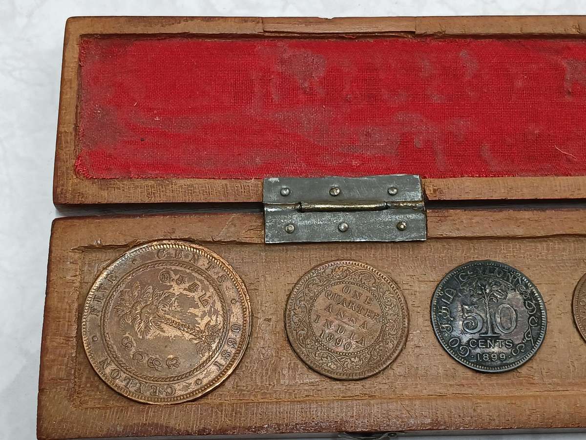 Boer War POW Handcraft - Box with Coins - Ceylon