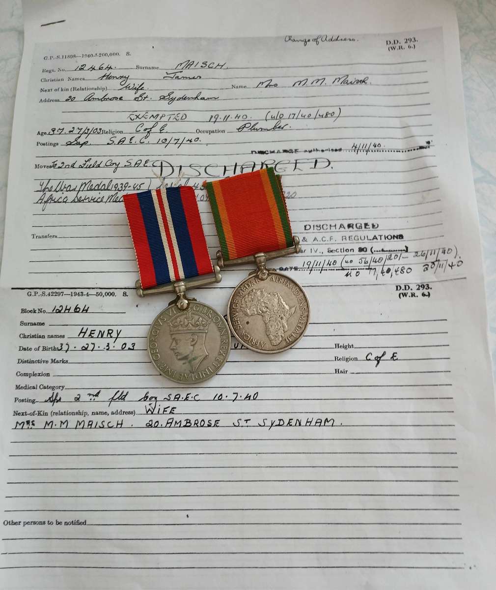 WW2 SA Group of 2 Medals + Service Record