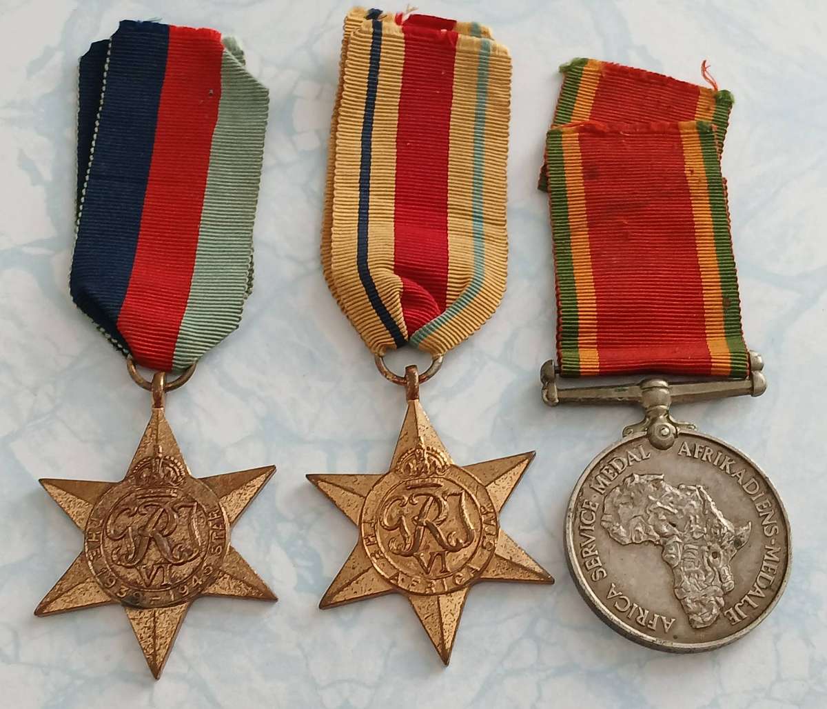 WW2 SA Group of 3 Medals + Service Record