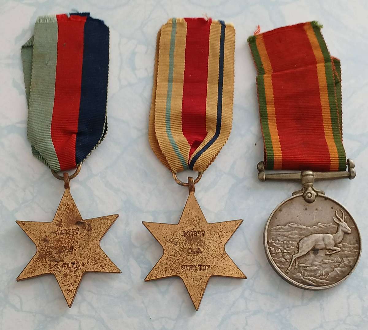 WW2 SA Group of 3 Medals + Service Record
