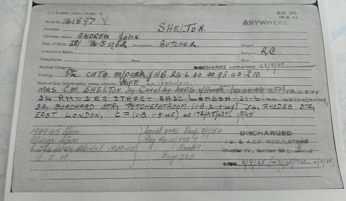 WW2 SA Group of 3 Medals + Service Record