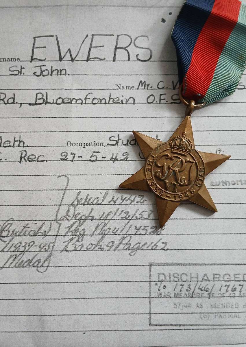 WW2 SA 1939-45 Star with Service Record