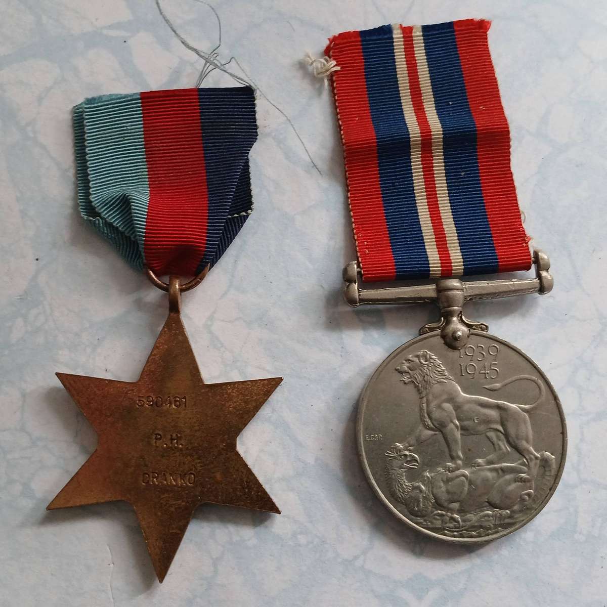 WW2 SA 1939-45 Star / War Medal with Service Record