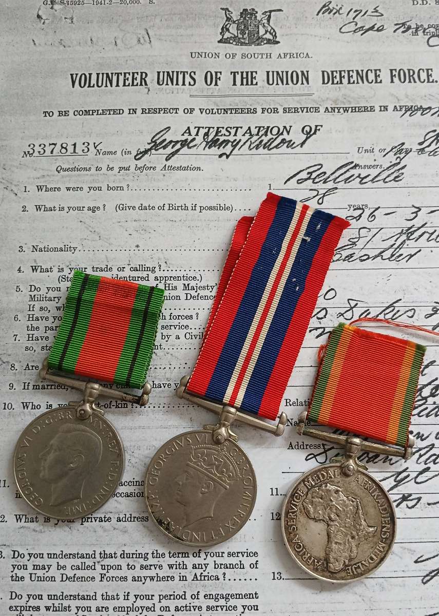 WW2 SA Defence Medal / War Medal & A.S.M. with Service Record - SAAF
