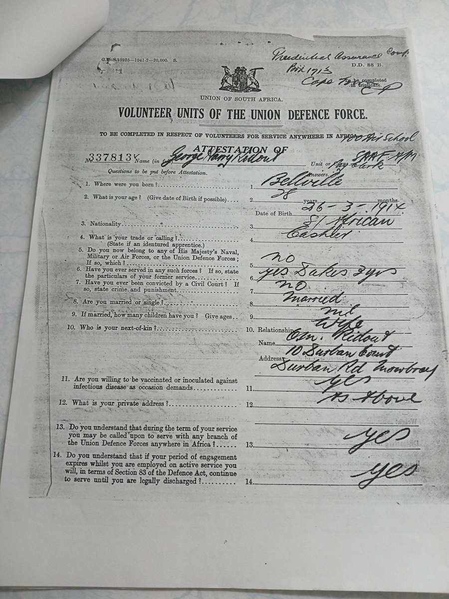 WW2 SA Defence Medal / War Medal & A.S.M. with Service Record - SAAF