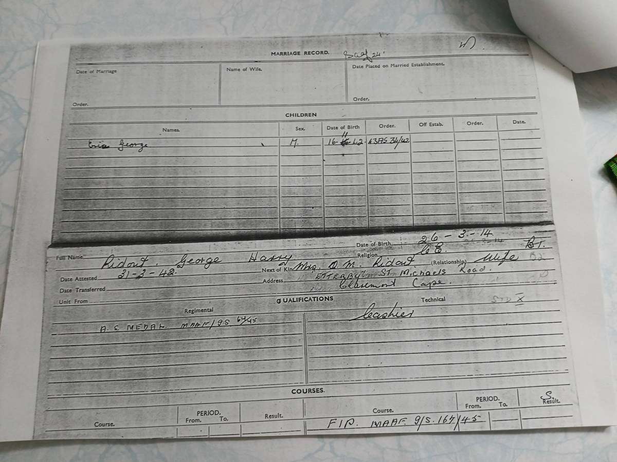 WW2 SA Defence Medal / War Medal & A.S.M. with Service Record - SAAF