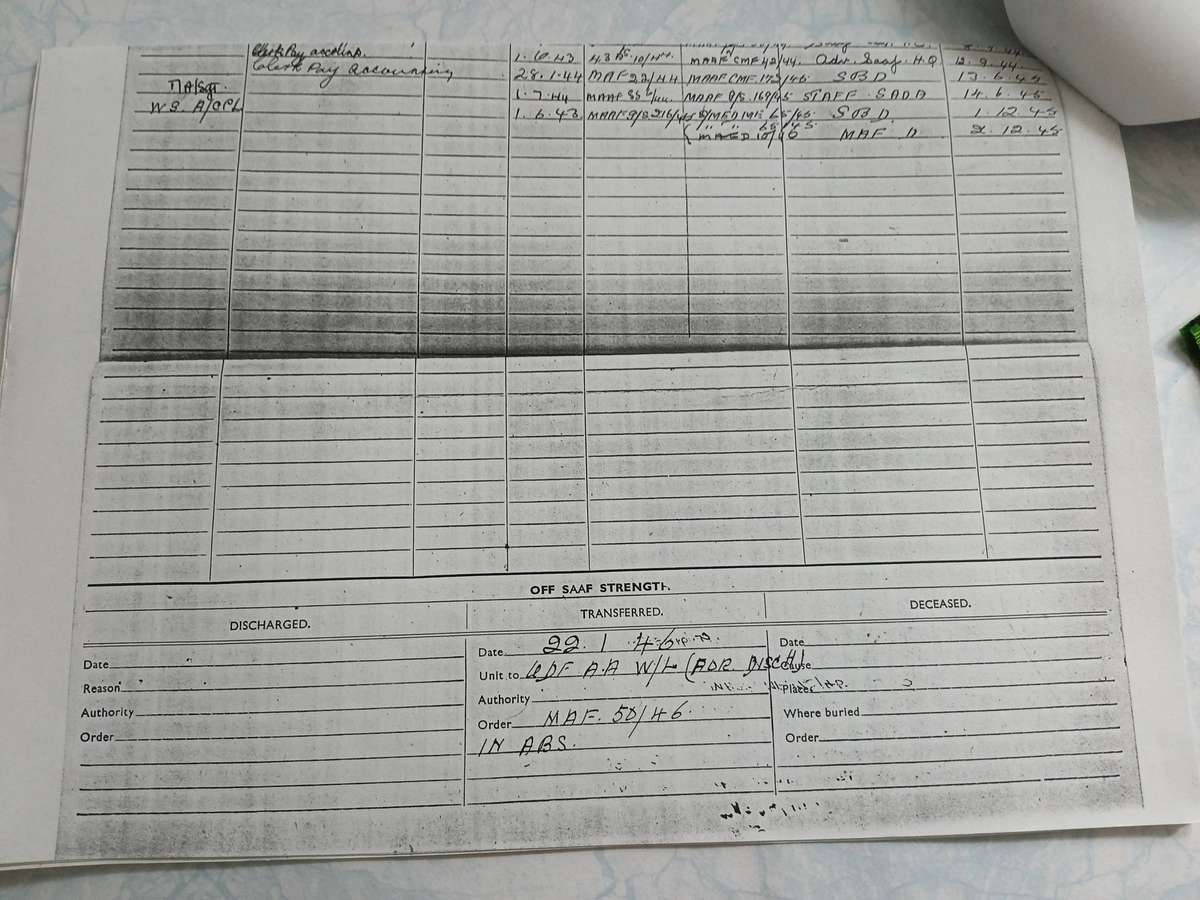 WW2 SA Defence Medal / War Medal & A.S.M. with Service Record - SAAF