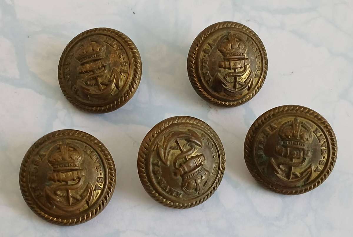 SA Navy Buttons x5 RNVR-SA