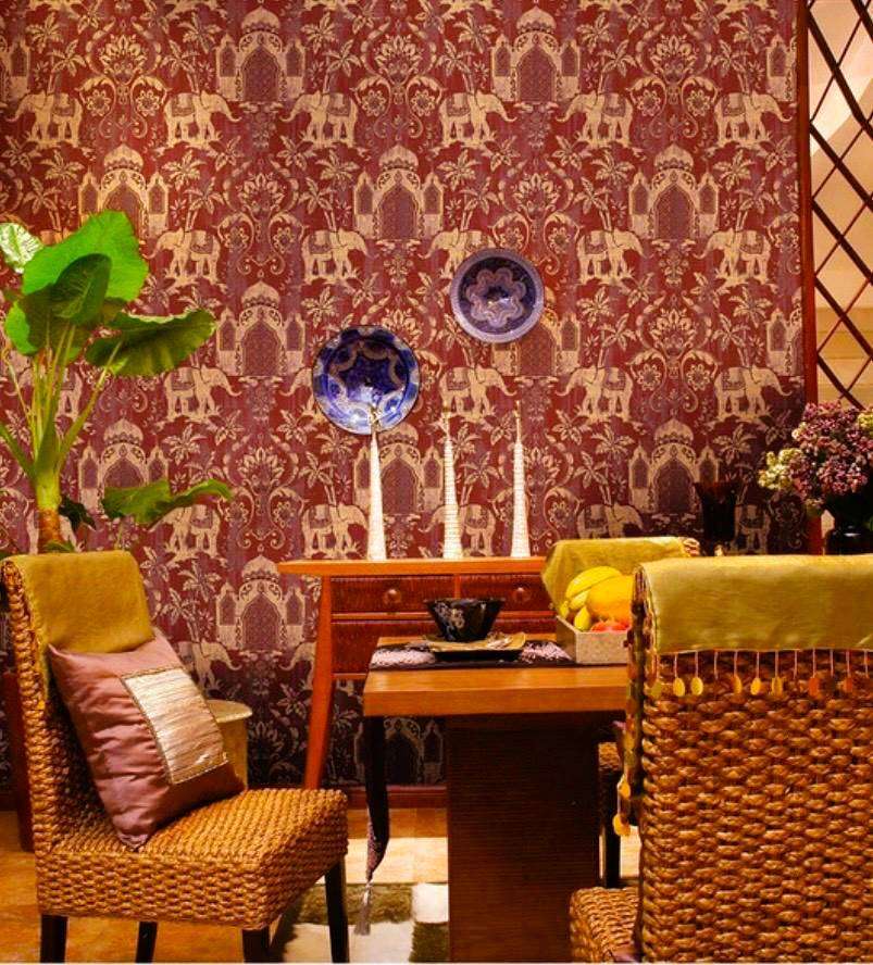Fired Earth Rust Indian Elephant Wallpaper 10m X 530mm