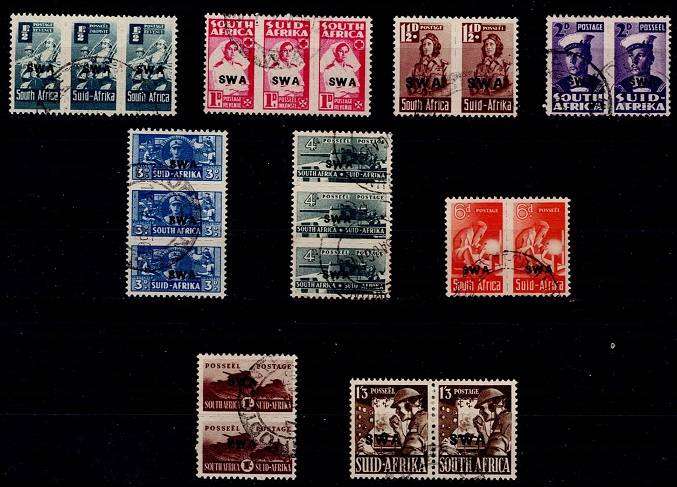 SWA 1943-44 Small War basic overprinted set incl. 1s3d extra value, VFU