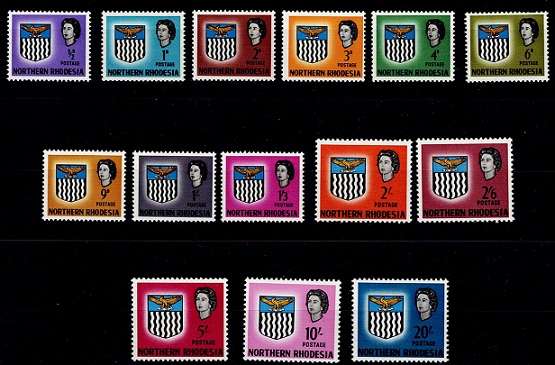 N.Rhodesia 1963 QEII Defin set complete VF UM