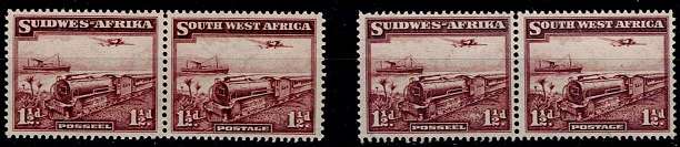 SWA 1937 1½d Extra Value Purple-brown & Deep Purple-brown pairs VF UM