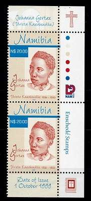 Namibia 1999 Johanna Gertze 1836-1935 Comm in vert marginal pair, VF UM