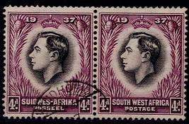 SWA 1937 KGVI Coronation 4d pair with Re-entry Variety VFU
