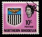 N.Rhodesia 1963 QEII Defin 10/- Top Value VFU
