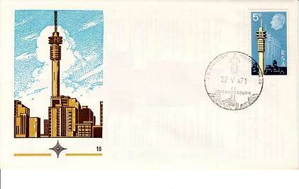 RSA 1971 FDC No 15 Opening of Strijdom Tower VF unaddressed