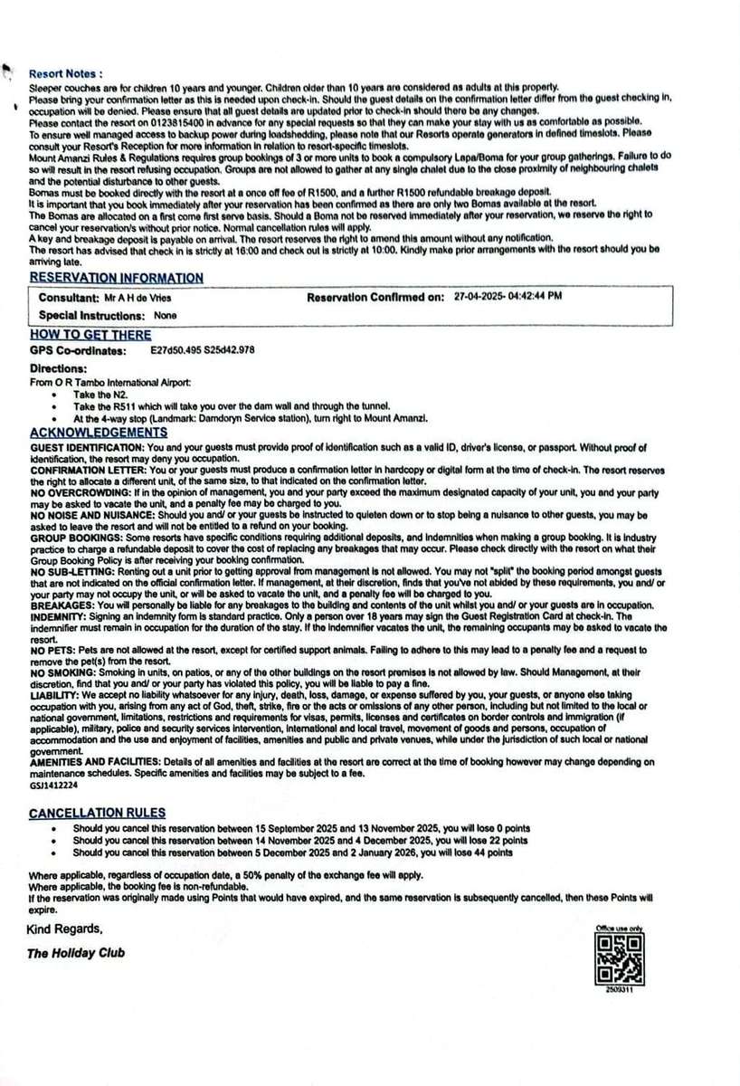 Mount Amanzi Old Rustenburg Road, R512, Hartbeespoort, North West 26/12/25-02/01/26